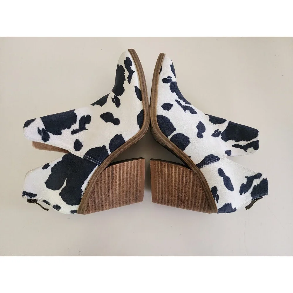 Barn Babe Boots Black& White Cow Print Booties Cowgirl Western Festival 8.5